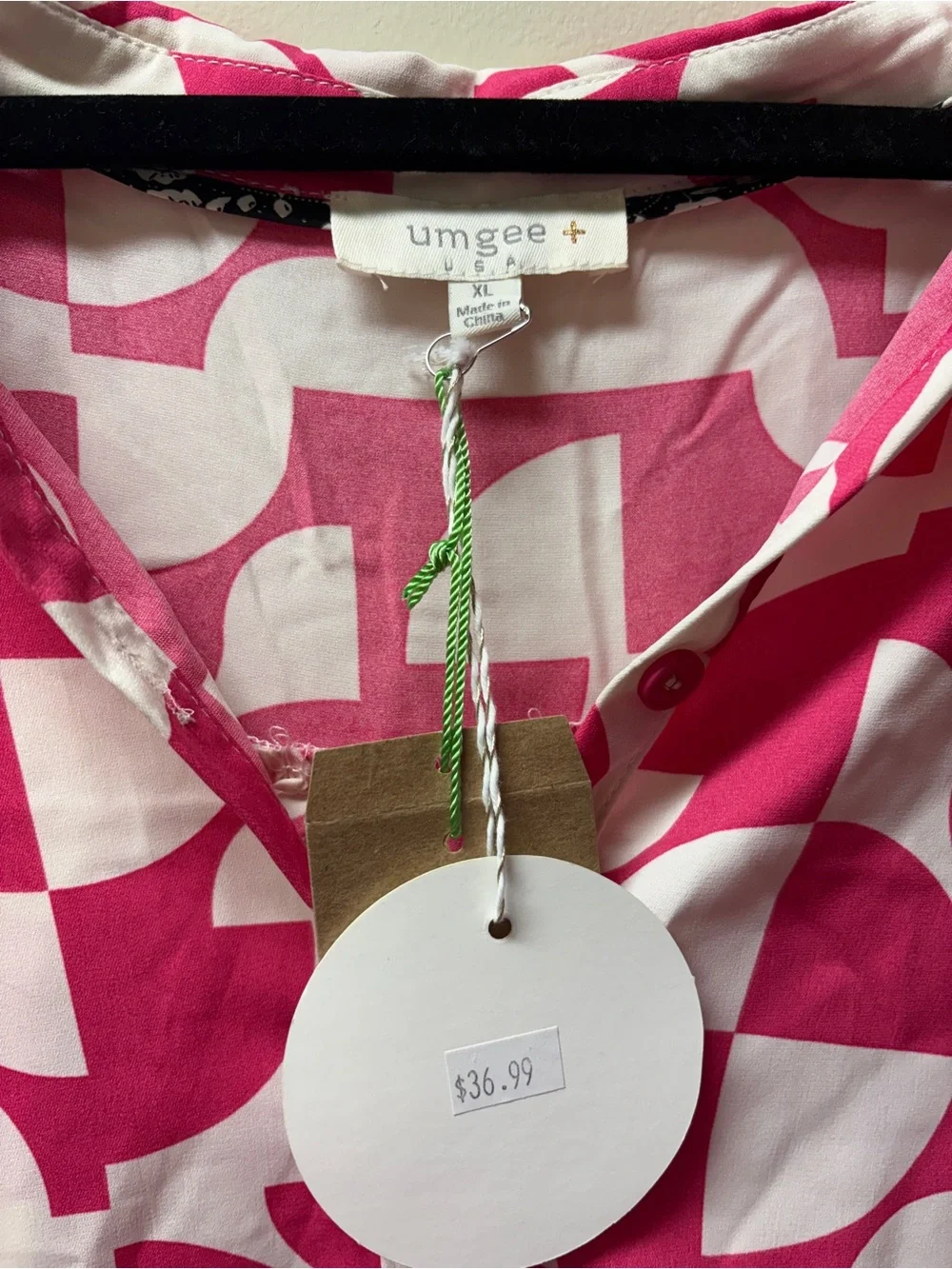 Umgee Pink and White Abstract Button-Down Shirt